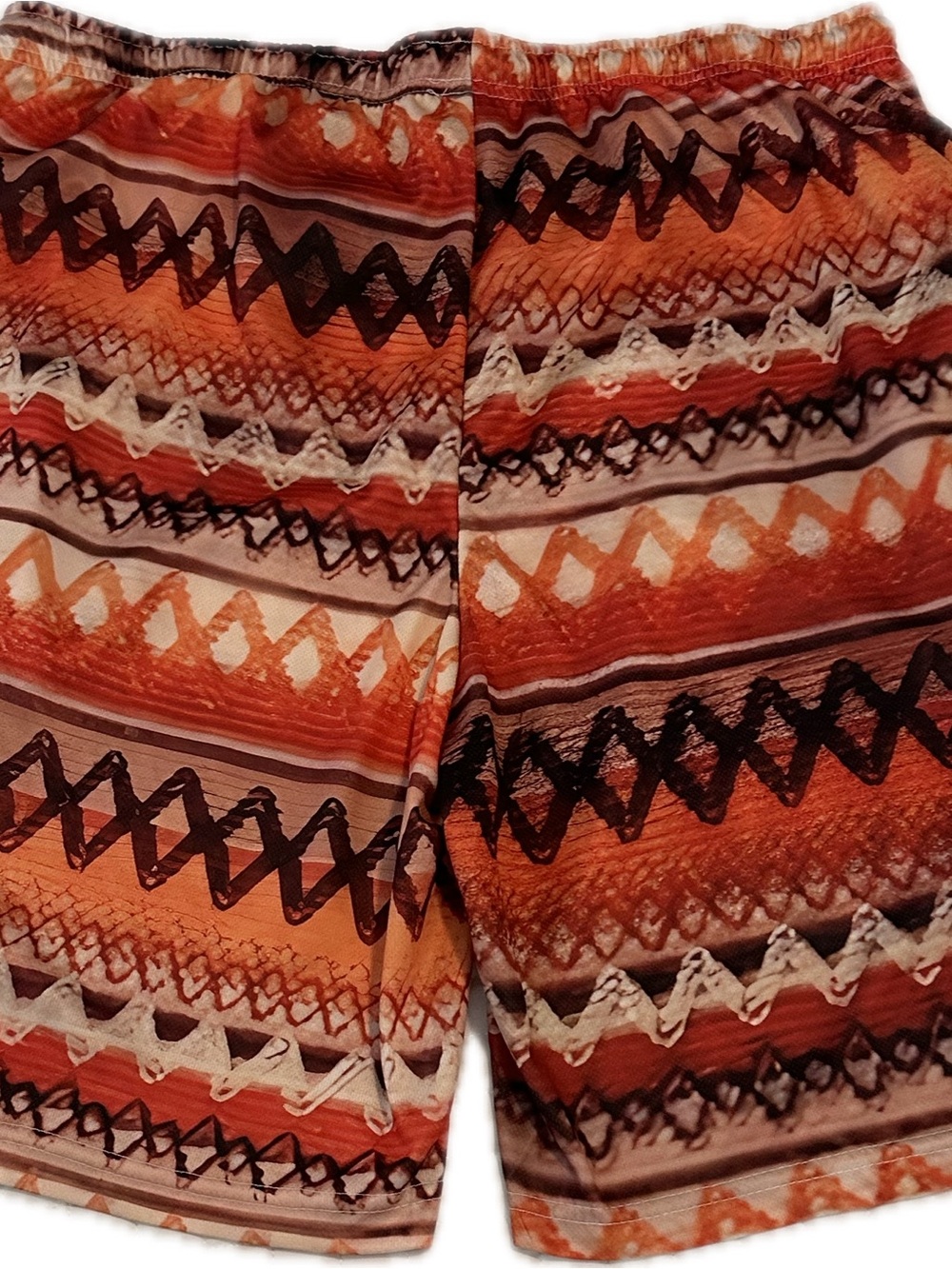Orange Patterned Drawstring Shorts - Picture 2 of 3